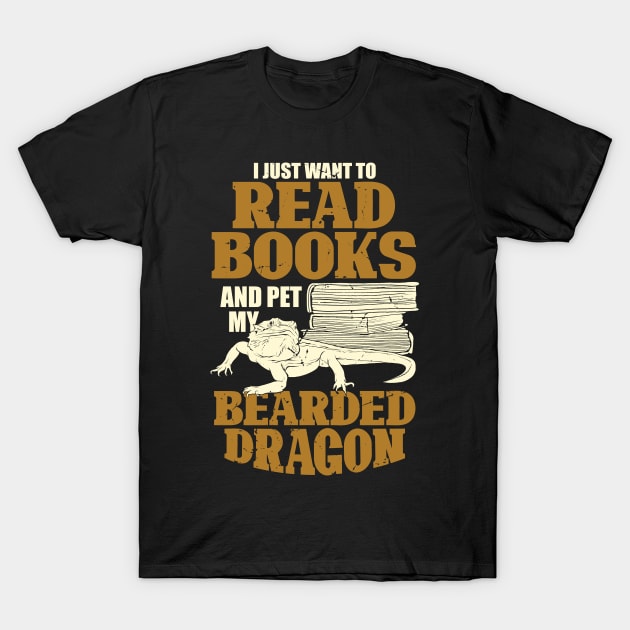 Bearded Dragon Reading Lover Gift T-Shirt by Dolde08